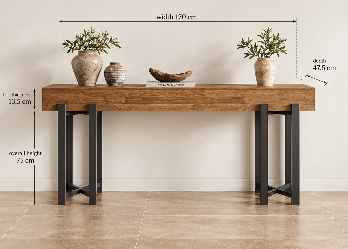 Console ALBAN – Finition bois & piètement noir – 170 cm