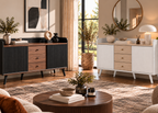 Buffet LINÉA – 3 tiroirs, 2 portes et finition noire texturée