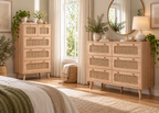 Collection EDEN – tiroirs effet rotin & bois naturel
