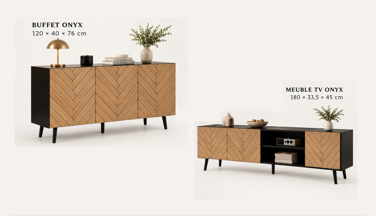 Collection ONYX – Ensemble meuble TV et buffet assorti pour salon