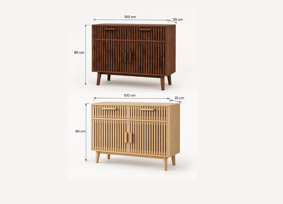 Buffet SOLEYA – Bois naturel, 2 portes et 2 tiroirs