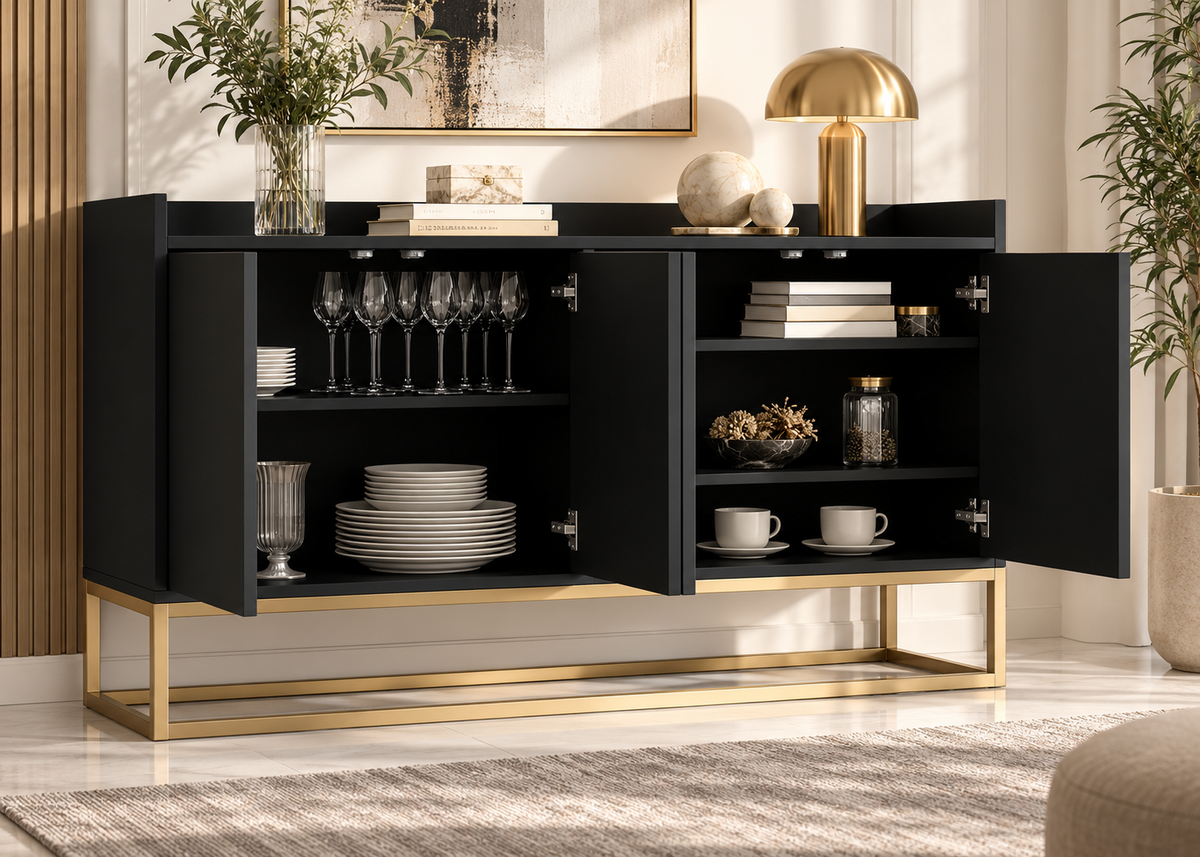 Buffet DARIAN – 4 portes, design moderne et rangement