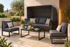 Salon de jardin ÉCLIPSE – Ensemble lounge avec canapé, fauteuils et auvent