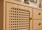 Buffet EDEN – 140 cm en bois naturel et rotin, 4 tiroirs et 2 portes