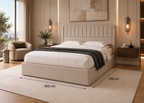Lit coffre ÉLISÉE 160×190 – Rangement intégré et tête de lit élégante