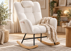 Fauteuil à bascule LIAM en tissu bouclette – haut dossier