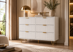 Commode LIVIA – Blanche avec détails dorés et pieds métal