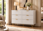Commode LIVIA – Blanche avec détails dorés et pieds métal