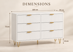 Commode LIVIA – Blanche avec détails dorés et pieds métal