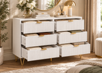 Commode LIVIA – Blanche avec détails dorés et pieds métal