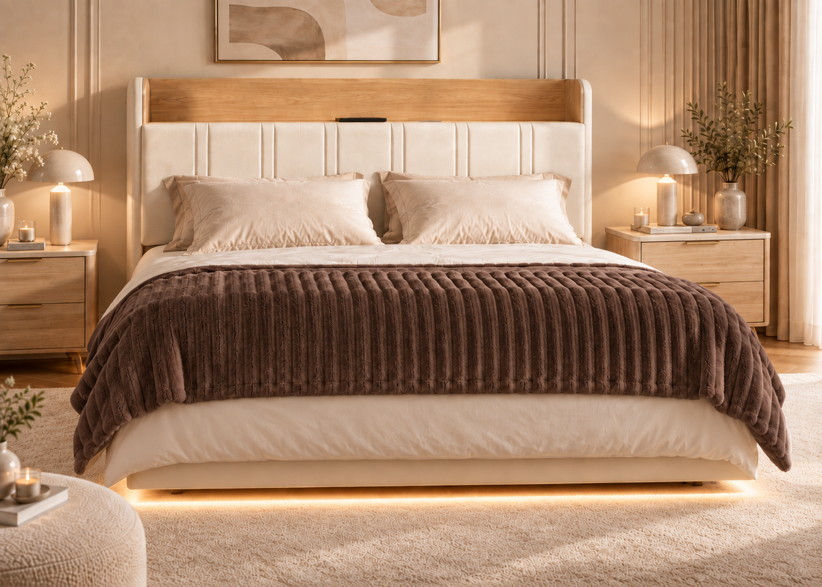Couverture LUNVARM effet côtelé – plaid moelleux grand format pour canapé et lit