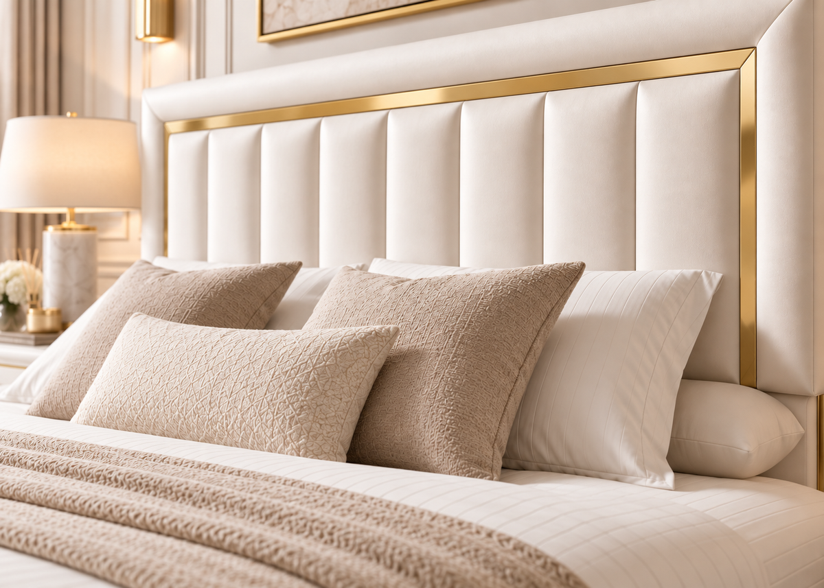 Lit coffre MAJESTÉ 140×200 – Rangement intégré et tête de lit élégante