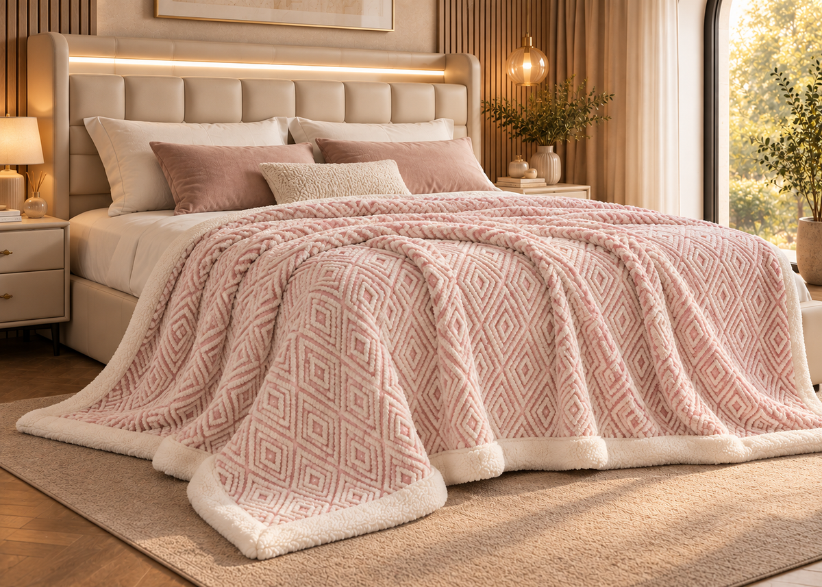 Plaid texturé géométrique NÉVAN – jeté de canapé ultra doux & couvre-lit élégant