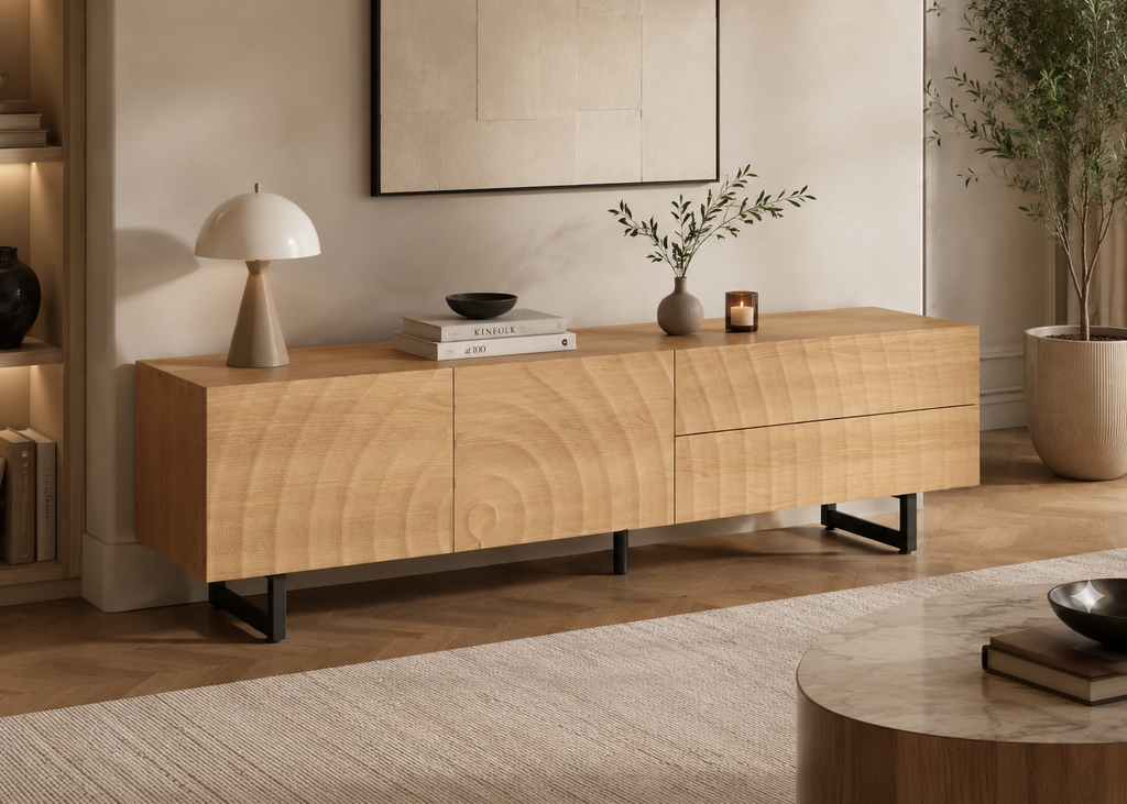 Meuble TV NORDIC 180 cm – Effet bois naturel et design scandinave