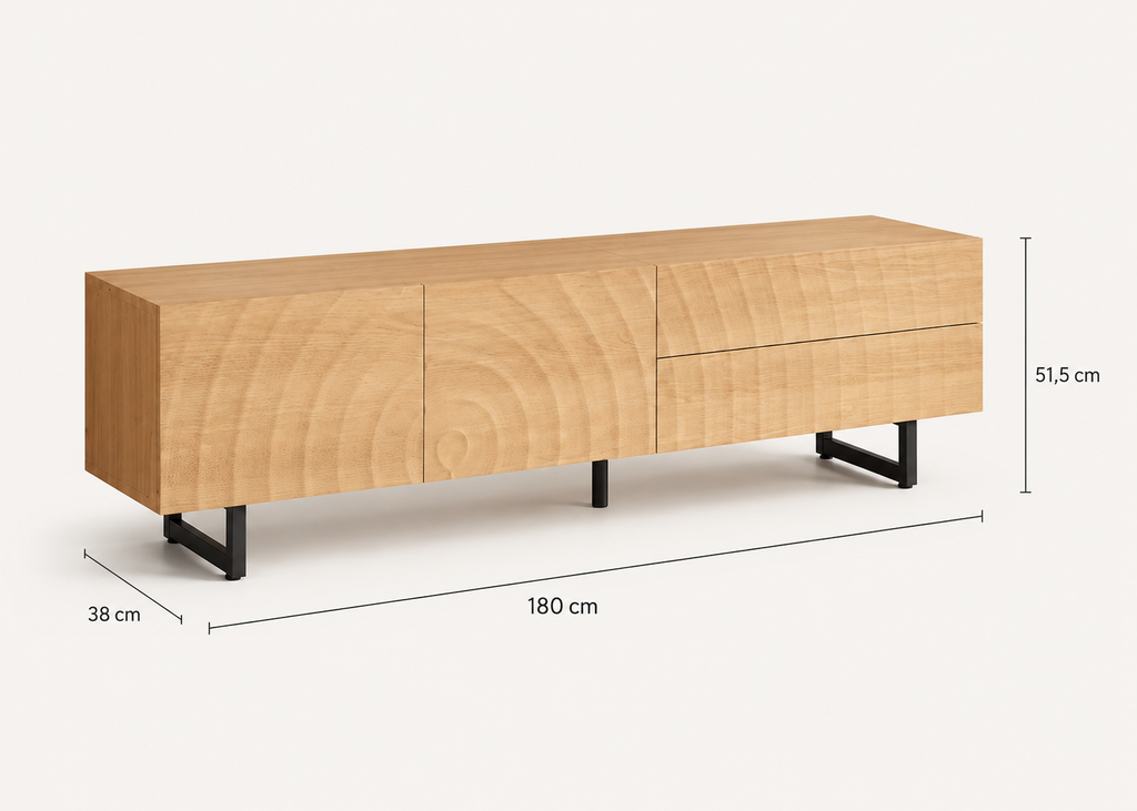 Meuble TV NORDIC 180 cm – Effet bois naturel et design scandinave