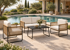 Salon de jardin NOVERA 4 pièces – Canapé, fauteuils et table basse