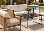 Salon de jardin NOVERA 4 pièces – Canapé, fauteuils et table basse