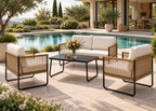 Salon de jardin NOVERA 4 pièces – Canapé, fauteuils et table basse