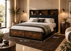 Lit double OMBRÉBÈNE – Gris & bois, design contemporain