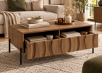 Collection ONDARIA – Meuble TV & table basse en bois massif au design ondulé
