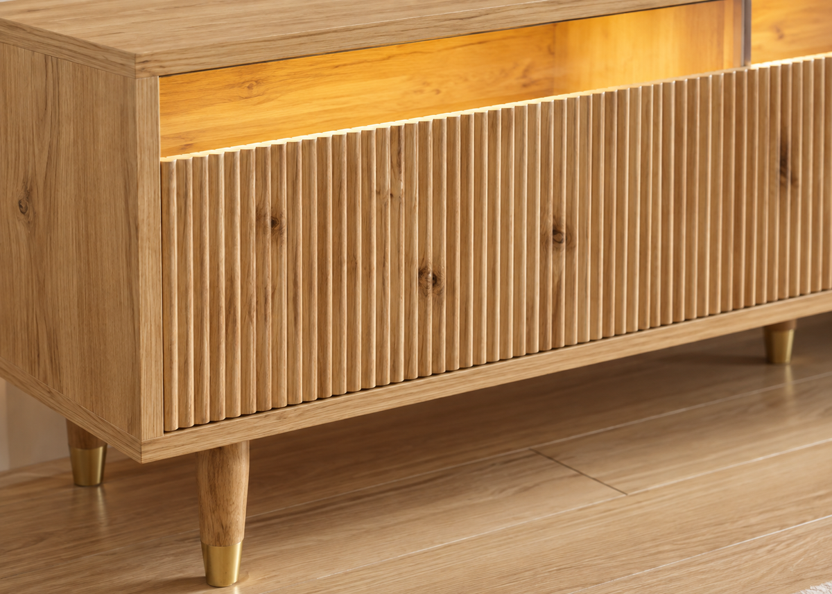 Meuble TV OSLO 178 cm – 4 tiroirs, éclairage LED et design contemporain
