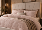 Parure de lit PALMÉA – relief feuillage texturé, esprit hôtel chic