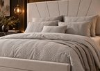 Parure de lit PALMÉA – relief feuillage texturé, esprit hôtel chic
