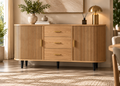 Buffet RIVIERA 160 cm – Bois naturel, portes coulissantes et tiroirs