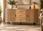 Buffet RIVIERA 160 cm – Bois naturel, portes coulissantes et tiroirs