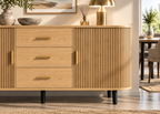 Buffet RIVIERA 160 cm – Bois naturel, portes coulissantes et tiroirs