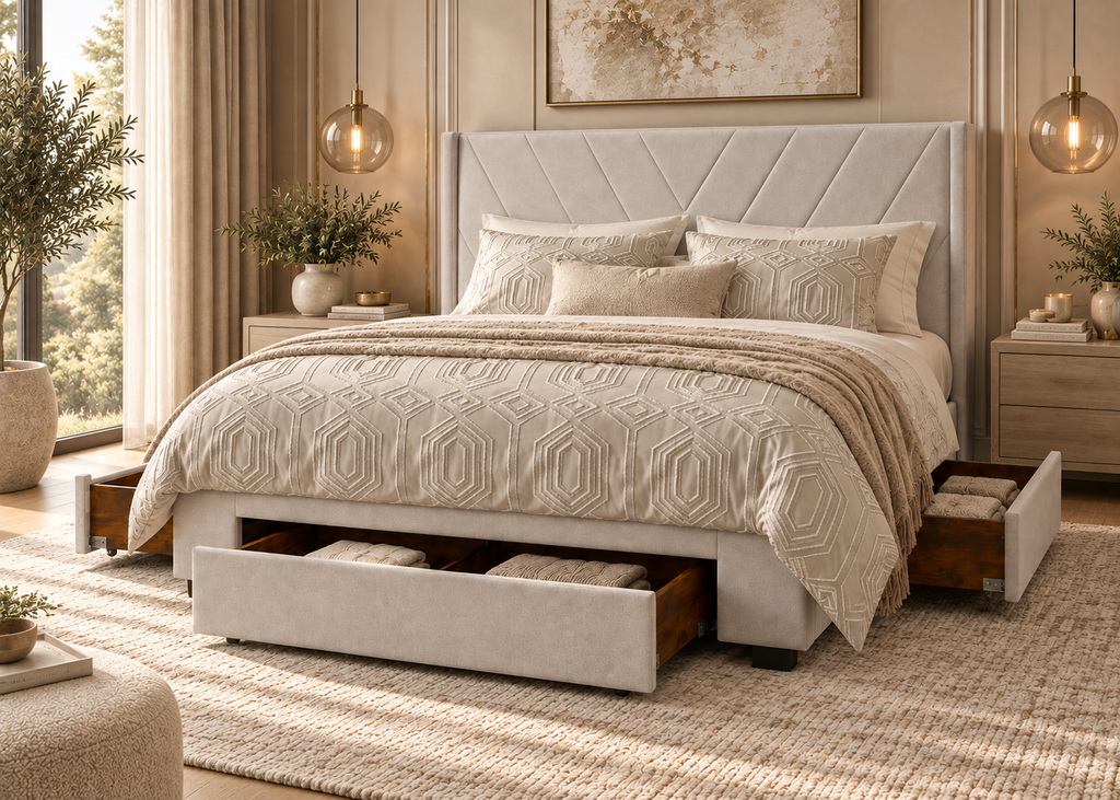 Parure de lit Collection SÉLIAN – relief géométrique raffiné, style contemporain chic