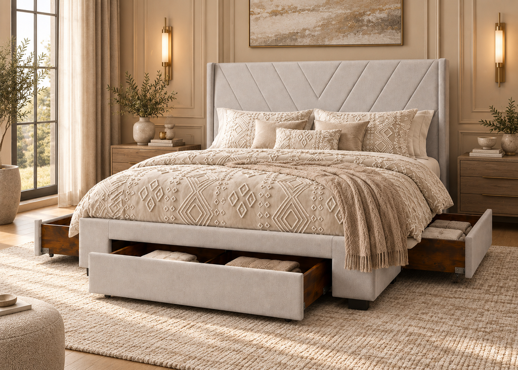 Parure de lit Collection SÉLIAN – relief triangulaire raffiné, style contemporain chic