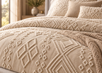 Parure de lit Collection SÉLIAN – relief triangulaire raffiné, style contemporain chic