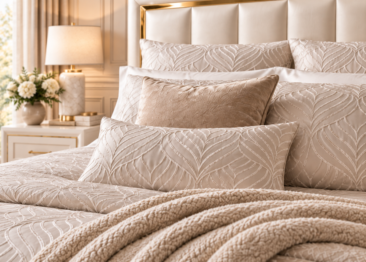 Parure de lit Collection SÉLIAN – relief raffiné, style contemporain chic