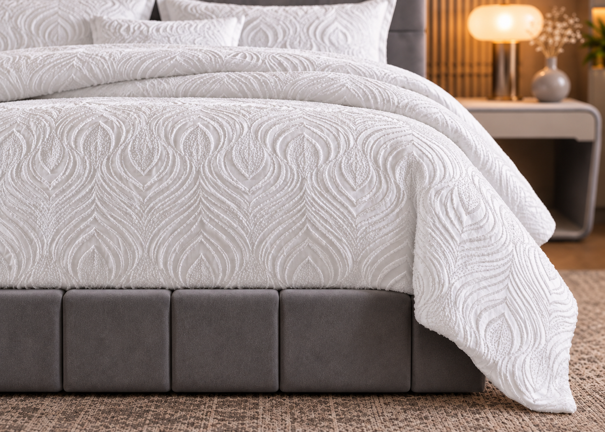 Parure de lit Collection SÉLIAN – relief ondulés raffiné, style contemporain chic