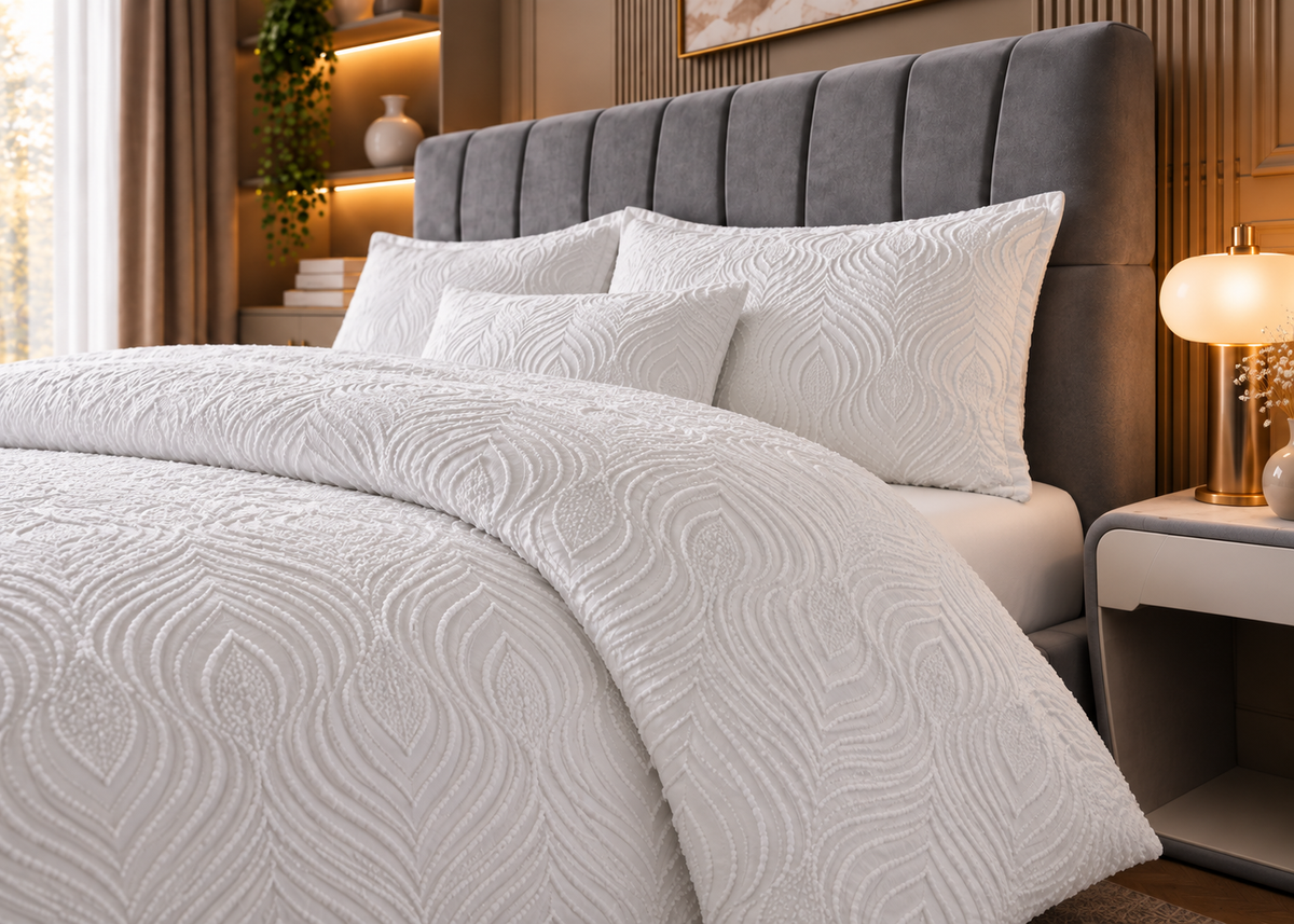 Parure de lit Collection SÉLIAN – relief ondulés raffiné, style contemporain chic