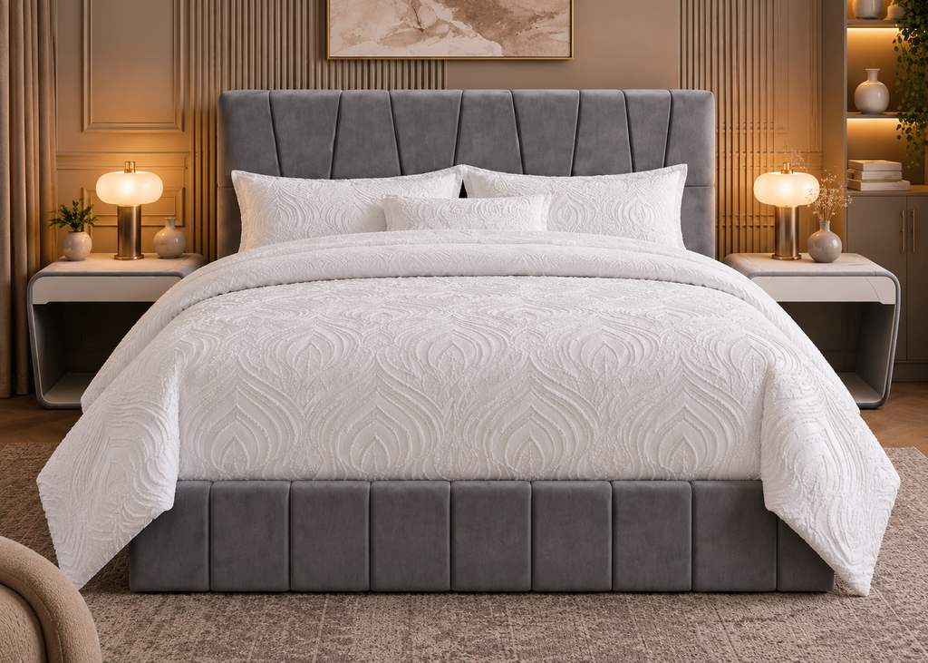 Parure de lit Collection SÉLIAN – relief ondulés raffiné, style contemporain chic