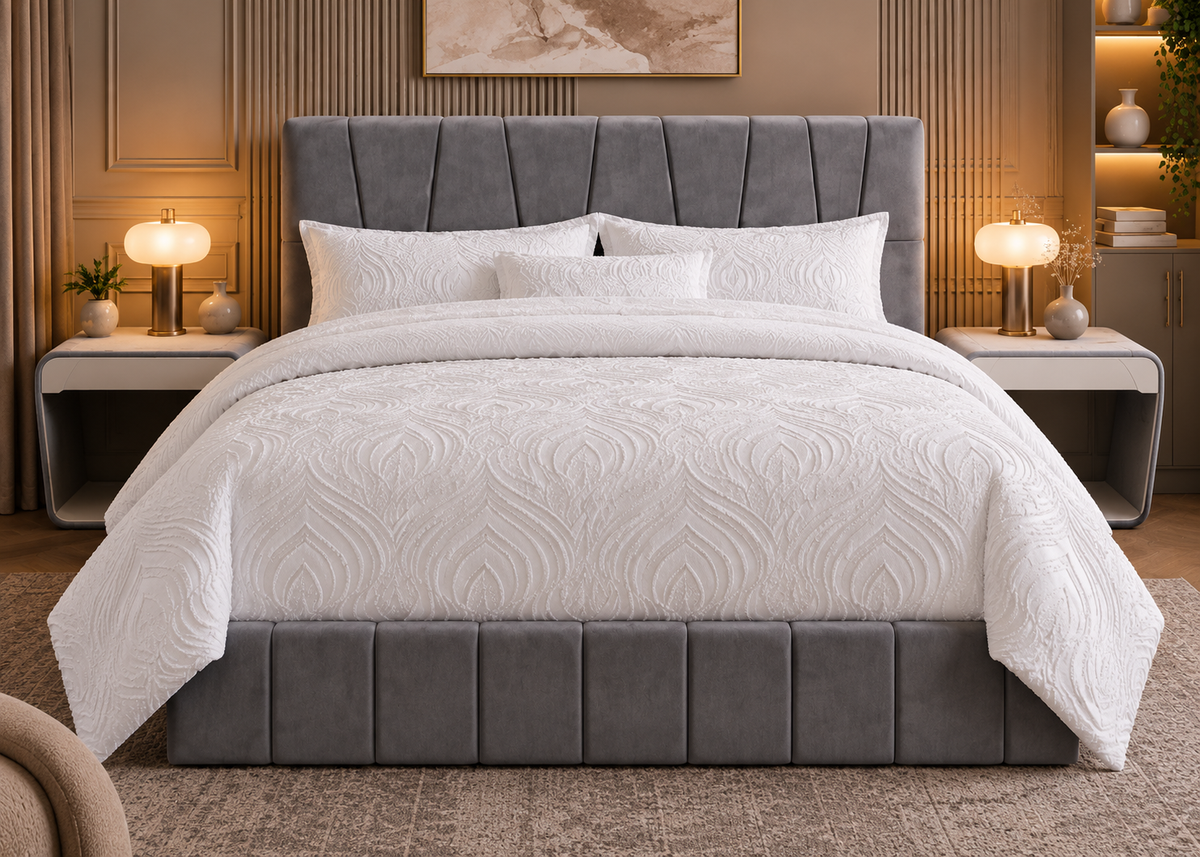 Parure de lit Collection SÉLIAN – relief ondulés raffiné, style contemporain chic