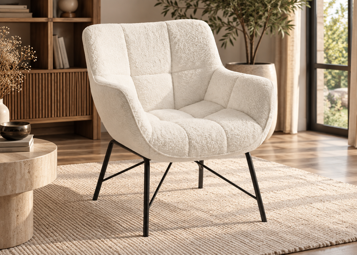 Fauteuil LE SHERPA blanc – assise enveloppante