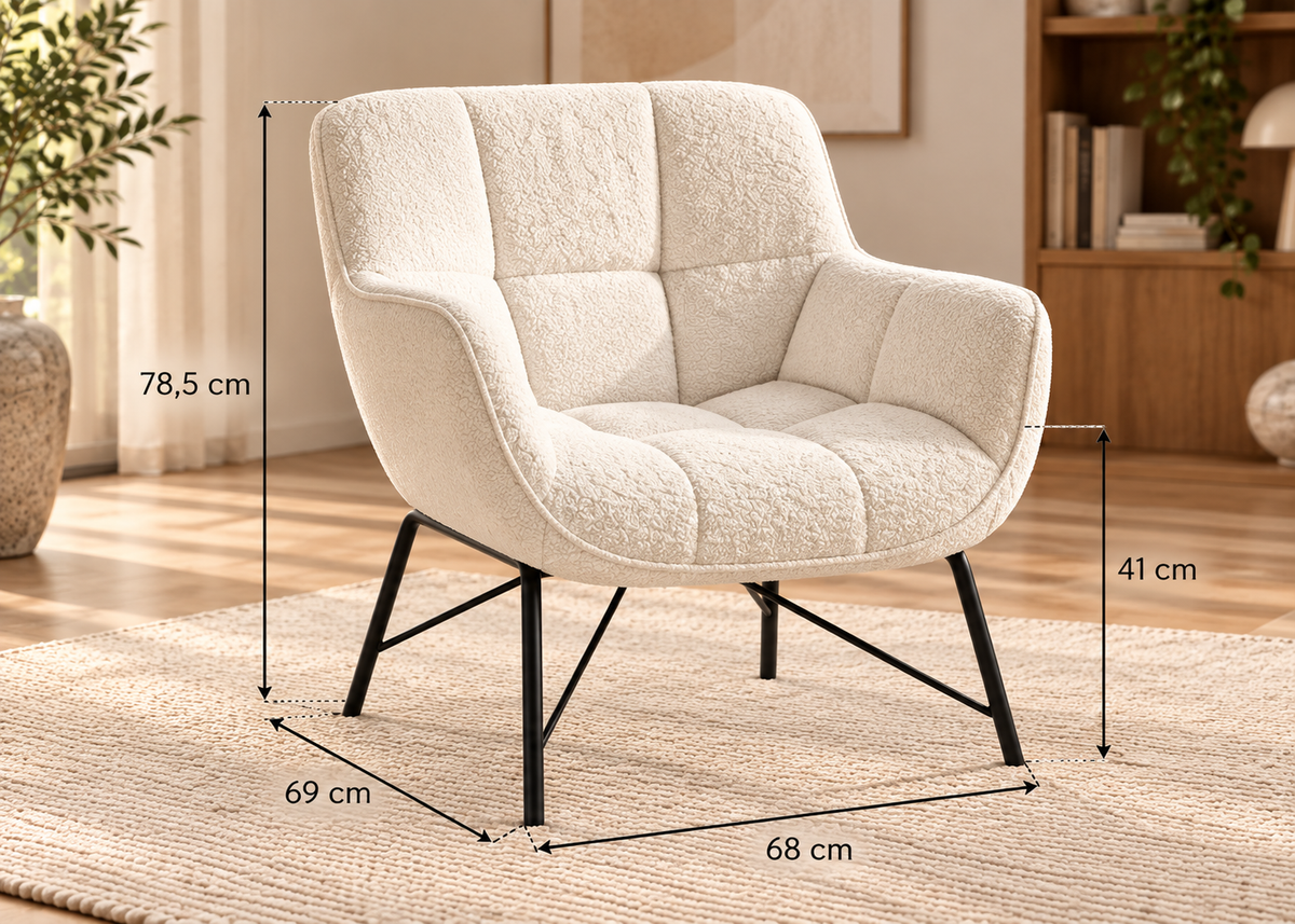 Fauteuil LE SHERPA blanc – assise enveloppante