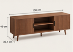 Meuble TV SIERRA 138 cm – Noyer cannelé, niches et rangement