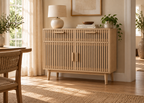 Buffet SOLEYA – Bois naturel, 2 portes et 2 tiroirs