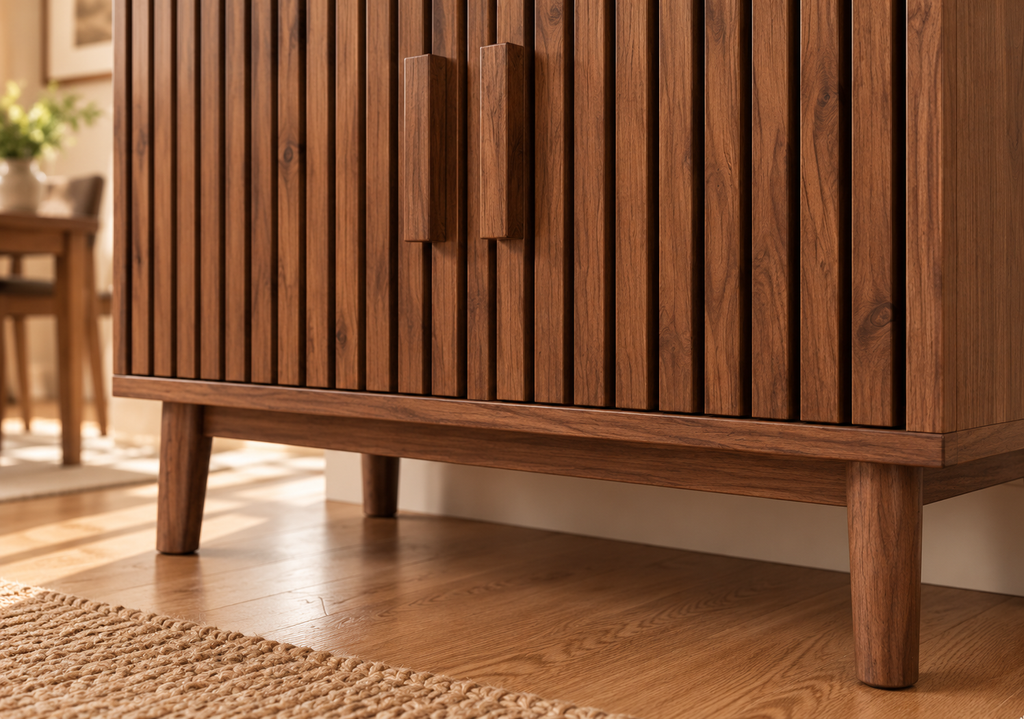 Buffet SOLEYA – Bois naturel, 2 portes et 2 tiroirs