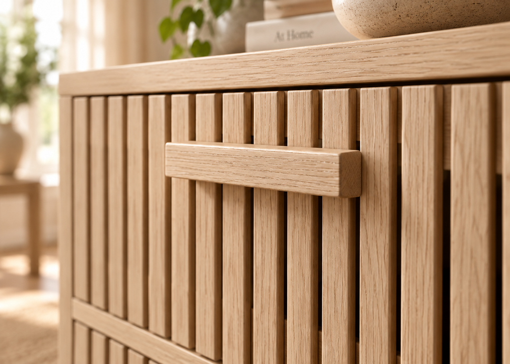 Buffet SOLEYA – Bois naturel, 2 portes et 2 tiroirs