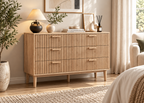 Commode SOLEYA – Façade cannelée et grand espace de rangement