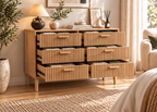 Commode SOLEYA – Façade cannelée et grand espace de rangement