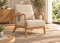 Fauteuil beige VELMONT – structure en bois naturel