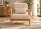Fauteuil beige VELMONT – structure en bois naturel