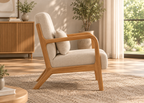 Fauteuil beige VELMONT – structure en bois naturel