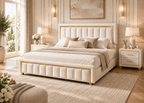 Lit coffre MAJESTÉ 140×200 – Rangement intégré et tête de lit élégante